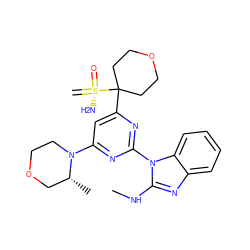 C=[S@@](N)(=O)C1(c2cc(N3CCOC[C@H]3C)nc(-n3c(NC)nc4ccccc43)n2)CCOCC1 ZINC000169694620