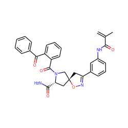 C=C(C)C(=O)Nc1cccc(C2=NO[C@]3(C2)C[C@H](C(N)=O)N(C(=O)c2ccccc2C(=O)c2ccccc2)C3)c1 ZINC000017307168