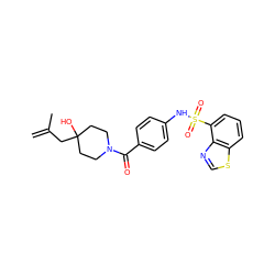 C=C(C)CC1(O)CCN(C(=O)c2ccc(NS(=O)(=O)c3cccc4scnc34)cc2)CC1 ZINC000217630808