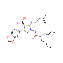 C=C(C)CCC[C@H]1[C@H](C(=O)O)[C@@H](c2ccc3c(c2)OCO3)CN1CC(=O)N(CCCC)CCCC ZINC000013780893