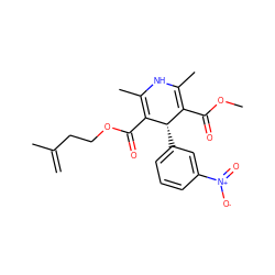 C=C(C)CCOC(=O)C1=C(C)NC(C)=C(C(=O)OC)[C@@H]1c1cccc([N+](=O)[O-])c1 ZINC000049112672