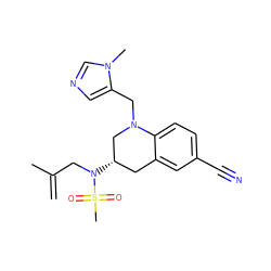 C=C(C)CN([C@H]1Cc2cc(C#N)ccc2N(Cc2cncn2C)C1)S(C)(=O)=O ZINC000028351066