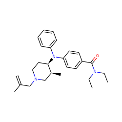 C=C(C)CN1CC[C@@H](N(c2ccccc2)c2ccc(C(=O)N(CC)CC)cc2)[C@@H](C)C1 ZINC000013862306