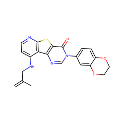 C=C(C)CNc1ccnc2sc3c(=O)n(-c4ccc5c(c4)OCCO5)cnc3c12 ZINC000071294206