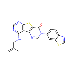 C=C(C)CNc1ncnc2sc3c(=O)n(-c4ccc5ncsc5c4)cnc3c12 ZINC000071281747