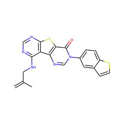 C=C(C)CNc1ncnc2sc3c(=O)n(-c4ccc5sccc5c4)cnc3c12 ZINC000071294200