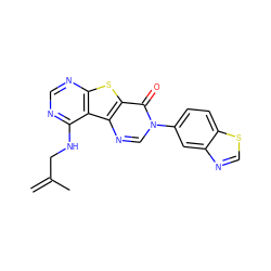 C=C(C)CNc1ncnc2sc3c(=O)n(-c4ccc5scnc5c4)cnc3c12 ZINC000071295839