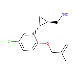 C=C(C)COc1ccc(Cl)cc1[C@@H]1C[C@H]1CN ZINC000299853794