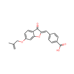 C=C(C)COc1ccc2c(c1)O/C(=C\c1ccc(C(=O)O)cc1)C2=O ZINC001772638640