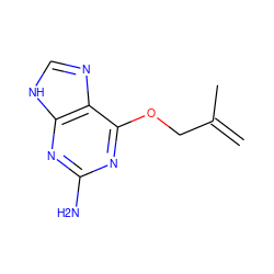 C=C(C)COc1nc(N)nc2[nH]cnc12 ZINC000013475136