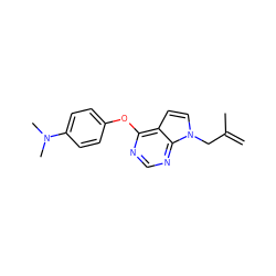 C=C(C)Cn1ccc2c(Oc3ccc(N(C)C)cc3)ncnc21 ZINC000095555057