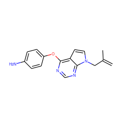 C=C(C)Cn1ccc2c(Oc3ccc(N)cc3)ncnc21 ZINC000095554356