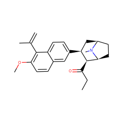 C=C(C)c1c(OC)ccc2cc([C@H]3C[C@H]4CC[C@@H]([C@H]3C(=O)CC)N4C)ccc12 ZINC000036270698