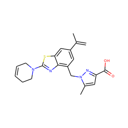 C=C(C)c1cc(Cn2nc(C(=O)O)cc2C)c2nc(N3CC=CCC3)sc2c1 ZINC001772614416