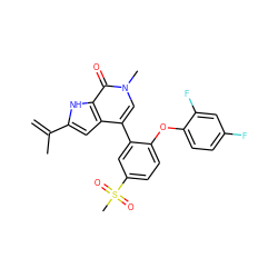 C=C(C)c1cc2c(-c3cc(S(C)(=O)=O)ccc3Oc3ccc(F)cc3F)cn(C)c(=O)c2[nH]1 ZINC000146711358