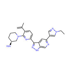 C=C(C)c1ccc(-c2n[nH]c3cnc(-c4cnn(CC)c4)cc23)nc1N1CCC[C@H](N)C1 ZINC000224619238