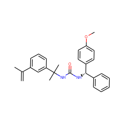 C=C(C)c1cccc(C(C)(C)NC(=O)N[C@@H](c2ccccc2)c2ccc(OC)cc2)c1 ZINC000002810496