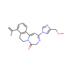 C=C(C)c1cccc2c1CCN1C(=O)CN=C(n3cnc(COC)c3)C=C21 ZINC000149259530