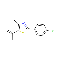 C=C(C)c1sc(-c2ccc(Cl)cc2)nc1C ZINC000012725960