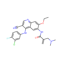 C=C(CN(C)C)C(=O)Nc1cc2c(Nc3ccc(F)c(Cl)c3)c(C#N)cnc2cc1OCC ZINC000013492825