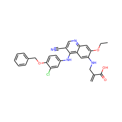 C=C(CNc1cc2c(Nc3ccc(OCc4ccccc4)c(Cl)c3)c(C#N)cnc2cc1OCC)C(=O)O ZINC000028113797