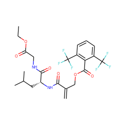 C=C(COC(=O)c1c(C(F)(F)F)cccc1C(F)(F)F)C(=O)N[C@H](CC(C)C)C(=O)NCC(=O)OCC ZINC000145644618