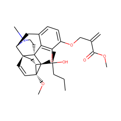 C=C(COc1ccc2c3c1O[C@@H]1[C@]34CCN(C)[C@H](C2)[C@]42C=C[C@@]1(OC)[C@@H]([C@](C)(O)CCC)C2)C(=O)OC ZINC000013730993