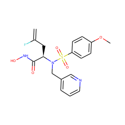 C=C(F)C[C@H](C(=O)NO)N(Cc1cccnc1)S(=O)(=O)c1ccc(OC)cc1 ZINC000145410748