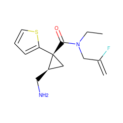 C=C(F)CN(CC)C(=O)[C@@]1(c2cccs2)C[C@H]1CN ZINC000040395637