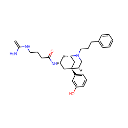 C=C(N)NCCCC(=O)N[C@@H]1C[C@H]2C[C@@](c3cccc(O)c3)(C1)[C@@H](C)CN2CCCc1ccccc1 ZINC000169350721