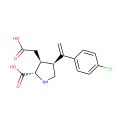 C=C(c1ccc(Cl)cc1)[C@H]1CN[C@H](C(=O)O)[C@H]1CC(=O)O ZINC000013758367