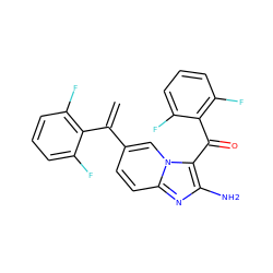 C=C(c1ccc2nc(N)c(C(=O)c3c(F)cccc3F)n2c1)c1c(F)cccc1F ZINC000014945541