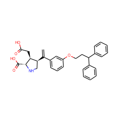 C=C(c1cccc(OCCC(c2ccccc2)c2ccccc2)c1)[C@H]1CN[C@H](C(=O)O)[C@H]1CC(=O)O ZINC000013758405