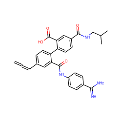 C=C=Cc1ccc(-c2ccc(C(=O)NCC(C)C)cc2C(=O)O)c(C(=O)Nc2ccc(C(=N)N)cc2)c1 ZINC000040423500