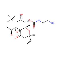 C=C[C@@]1(C)CC(=O)[C@@]2(O)[C@](C)(O1)[C@@H](OC(=O)NCCN)[C@@H](O)[C@H]1C(C)(C)CC[C@H](O)[C@@]12C ZINC000013650148