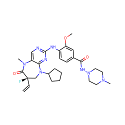 C=C[C@@]1(F)CN(C2CCCC2)c2nc(Nc3ccc(C(=O)NN4CCN(C)CC4)cc3OC)ncc2N(C)C1=O ZINC000059222686