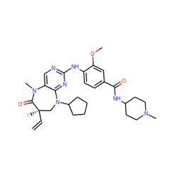 C=C[C@]1(F)CN(C2CCCC2)c2nc(Nc3ccc(C(=O)NC4CCN(C)CC4)cc3OC)ncc2N(C)C1=O ZINC000059222683