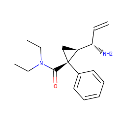 C=C[C@H](N)[C@@H]1C[C@@]1(C(=O)N(CC)CC)c1ccccc1 ZINC000013760493