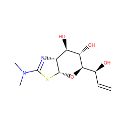 C=C[C@H](O)[C@H]1O[C@@H]2SC(N(C)C)=N[C@@H]2[C@@H](O)[C@@H]1O ZINC000167808302