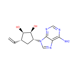 C=C[C@H]1C[C@@H](n2cnc3c(N)ncnc32)[C@H](O)[C@@H]1O ZINC000003777862