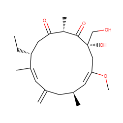 C=C1/C=C(\C)[C@H](CC)CC(=O)[C@H](C)C(=O)[C@@](O)(CO)C/C(OC)=C/[C@@H](C)C1 ZINC000066252683