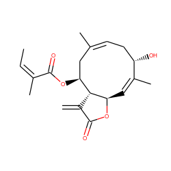 C=C1C(=O)O[C@@H]2/C=C(/C)[C@@H](O)C/C=C(\C)C[C@H](OC(=O)/C(C)=C\C)[C@@H]12 ZINC000100899519