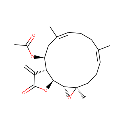 C=C1C(=O)O[C@H]2[C@H]1[C@@H](OC(C)=O)C/C(C)=C/CC/C(C)=C/CC[C@@]1(C)O[C@H]21 ZINC000028008032