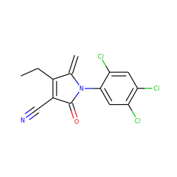 C=C1C(CC)=C(C#N)C(=O)N1c1cc(Cl)c(Cl)cc1Cl ZINC000064608282