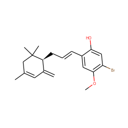 C=C1C=C(C)CC(C)(C)[C@H]1C/C=C/c1cc(OC)c(Br)cc1O ZINC000003833839