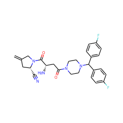 C=C1C[C@@H](C#N)N(C(=O)[C@@H](N)CC(=O)N2CCN(C(c3ccc(F)cc3)c3ccc(F)cc3)CC2)C1 ZINC000653848295