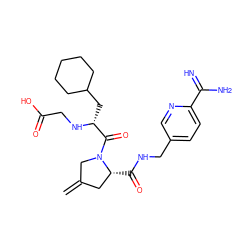 C=C1C[C@@H](C(=O)NCc2ccc(C(=N)N)nc2)N(C(=O)[C@@H](CC2CCCCC2)NCC(=O)O)C1 ZINC000036107666