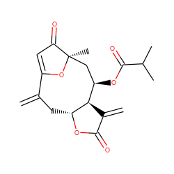 C=C1C[C@H]2OC(=O)C(=C)[C@@H]2[C@H](OC(=O)C(C)C)C[C@@]2(C)OC1=CC2=O ZINC000096269578