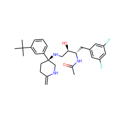 C=C1CC[C@](NC[C@@H](O)[C@H](Cc2cc(F)cc(F)c2)NC(C)=O)(c2cccc(C(C)(C)C)c2)CN1 ZINC000101297965