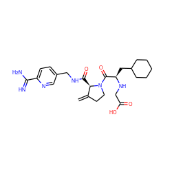 C=C1CCN(C(=O)[C@@H](CC2CCCCC2)NCC(=O)O)[C@@H]1C(=O)NCc1ccc(C(=N)N)nc1 ZINC000036107673